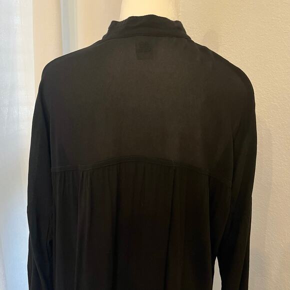 XCVI Tunic Shirtdress Small Black Sheer Minimalist Coverup Oversized Rayon - Picture 11 of 15